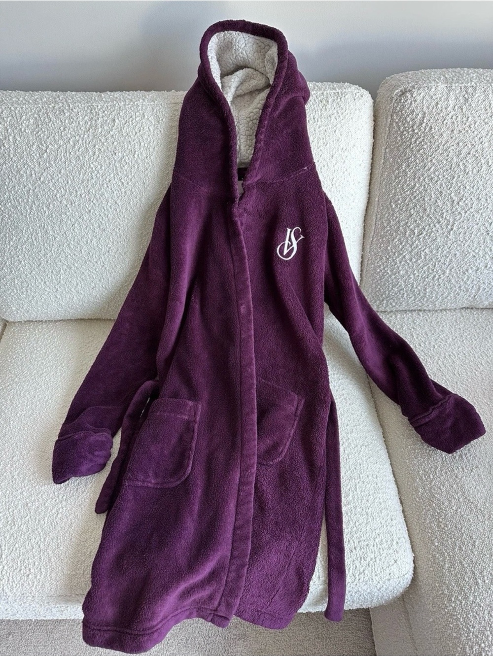 Victoria's Secret Plush Hooded Robe in Deep Plum